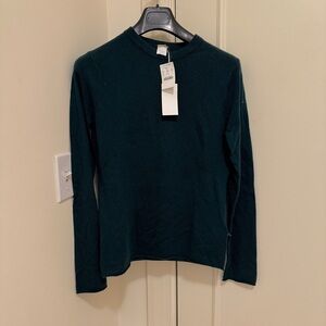 NWT Women's J. Crew Dark Green Cashmere Crew Sweater
